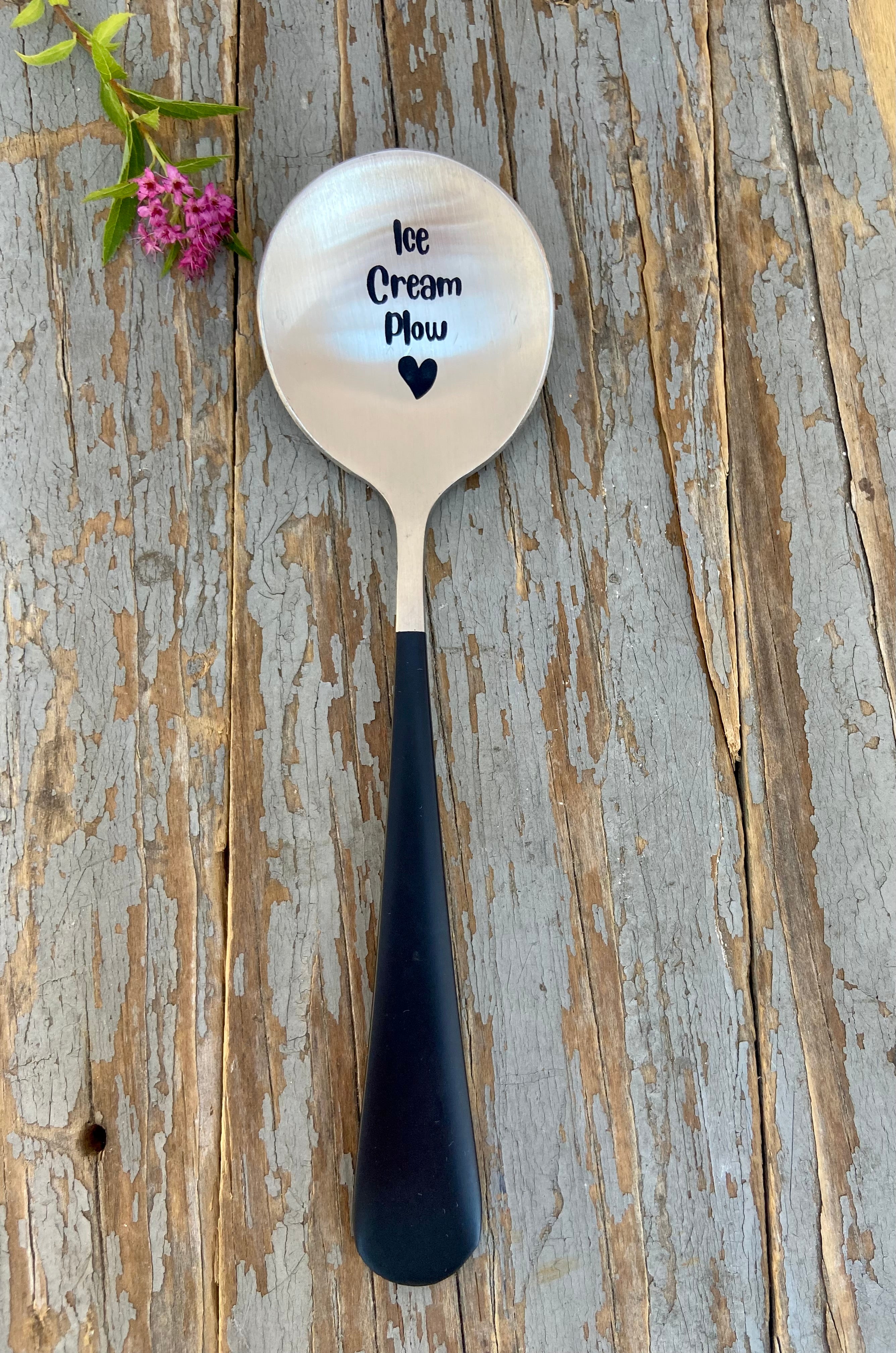 "Ice Cream Plow" Engraved Spoon