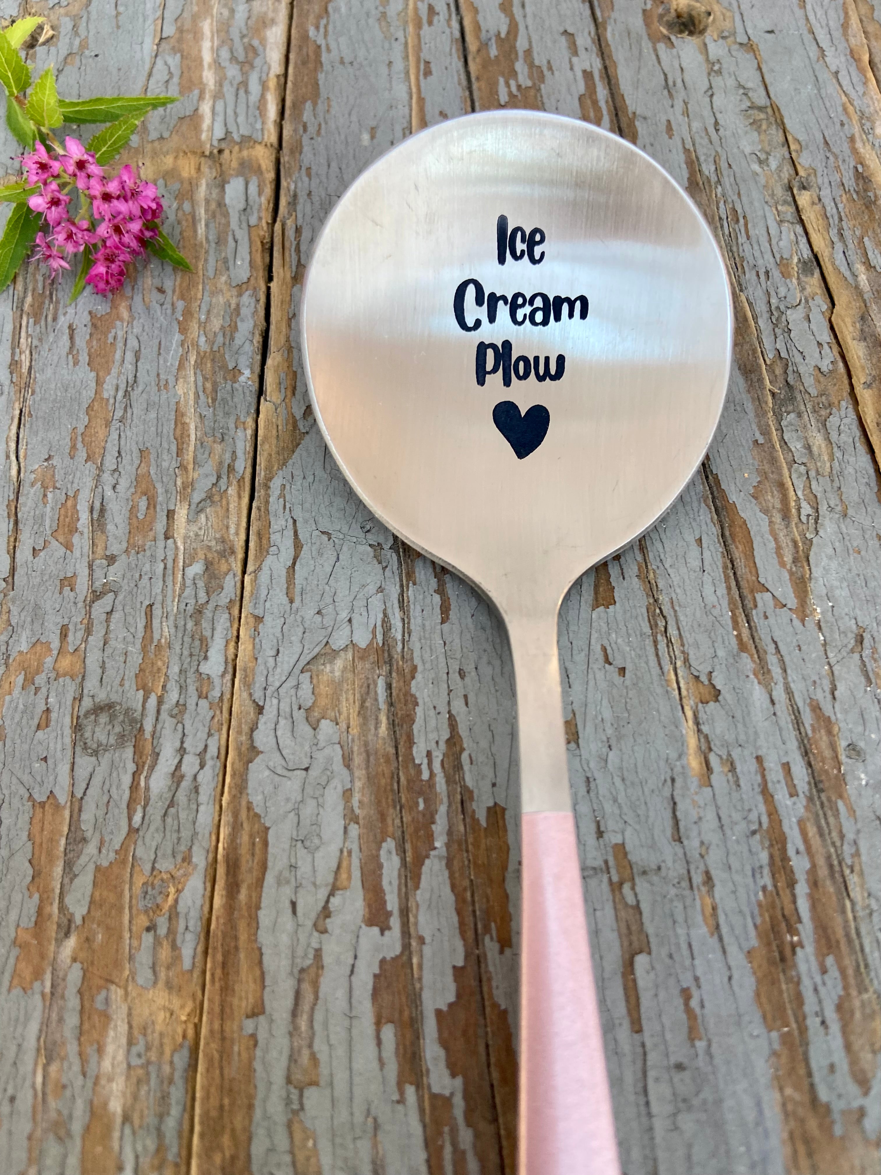 "Ice Cream Plow" Engraved Spoon