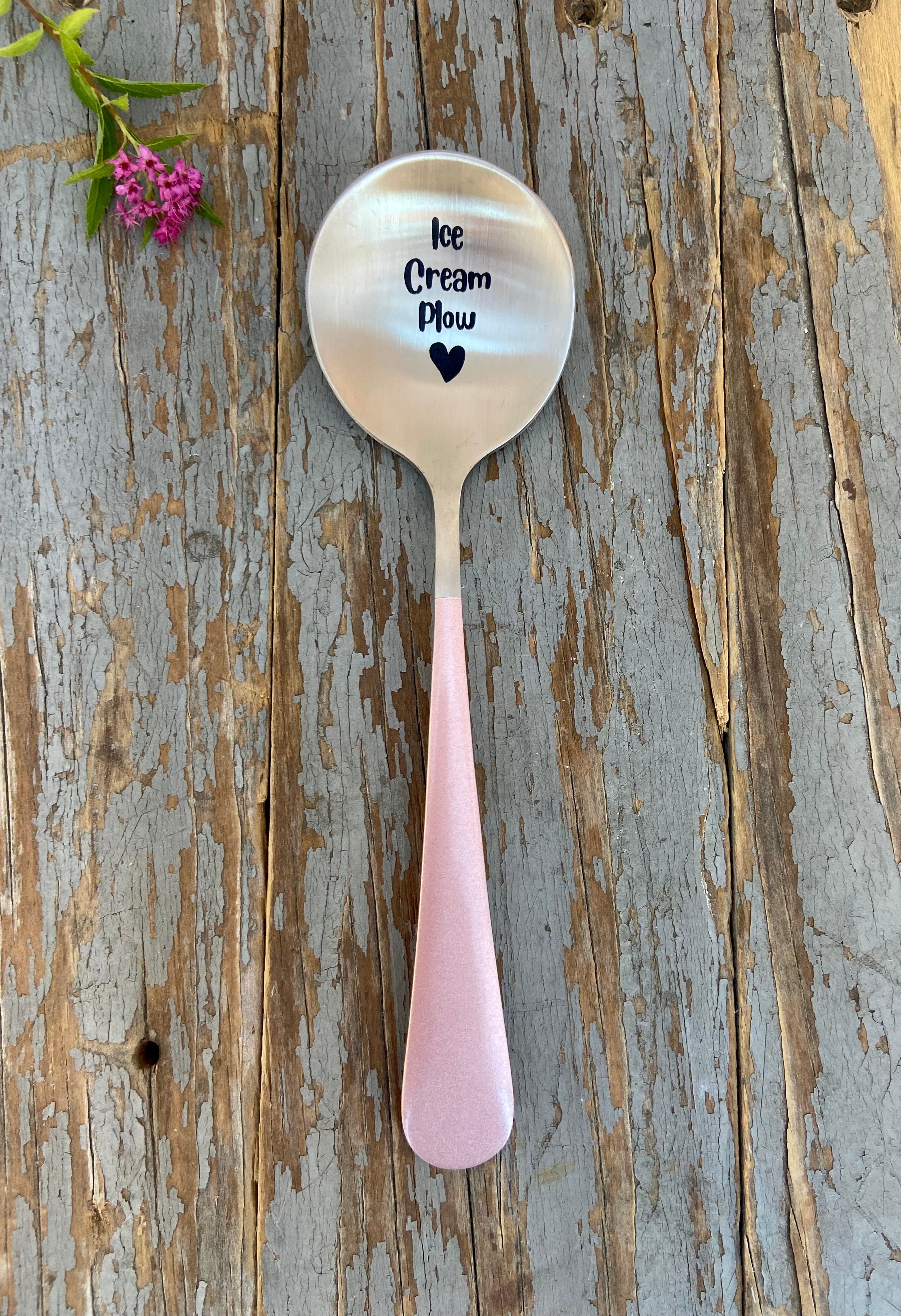 "Ice Cream Plow" Engraved Spoon